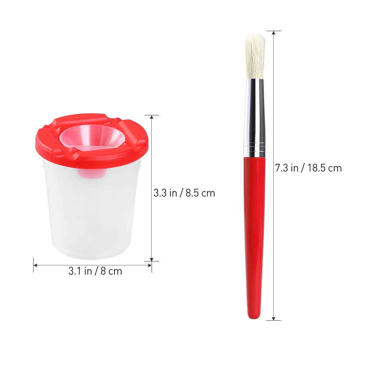 4Pcs Paint Brush Set 8x9cm Premium Bristle Watercolor Paint Cups Easy Control Drawing Beginners Art Supplies