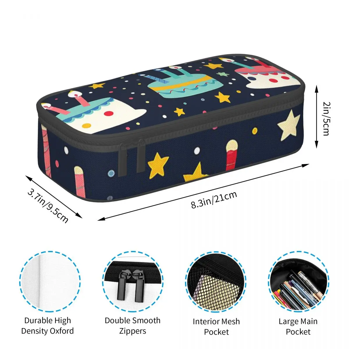 Happy Birthday Party Celebration Pencil Cases Big Capacity Pen Bags Pen Box Pencil Pouch For Boys Girls Students Stationery