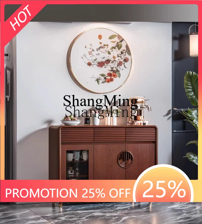 

ZYY solid wood dining side cabinet wine cabinet integrated against the wall tea cabinet new Chinese kitchen cupboard