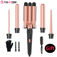 5 in 1 Curling Iron 3 Barrel Hair Crimper Hair Waver Curling Iron with Fast Heating Up Crimper Wand Curler for All Hair Types