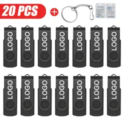 20pcs/lot Custom Logo USB 2.0 Flash Drive Pen Drive 4GB 8GB 16GB 32GB Pendrive 64GB Memory Stick Real Capacity U Disk Cle Usb
