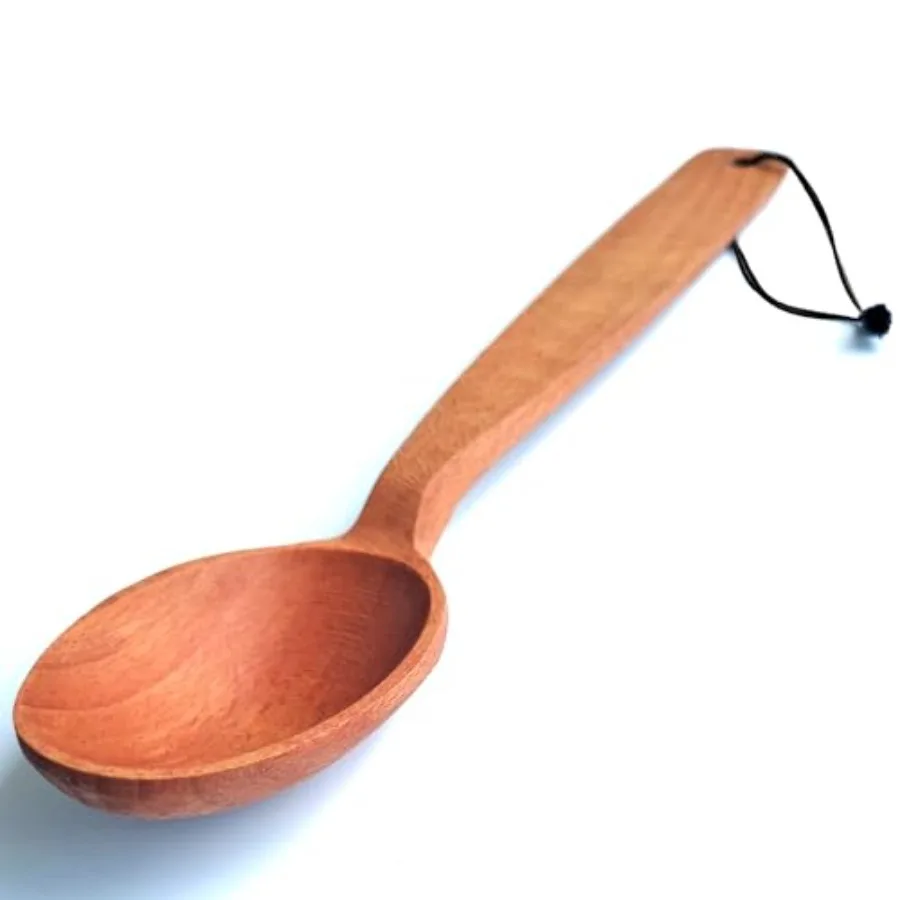 

ECOSALL 14" Large Wooden Spoon with a Deep Scoop. Heavy Duty Big Non-Stick Cng Spoon with a Strong Long Handle for Stirring Mix