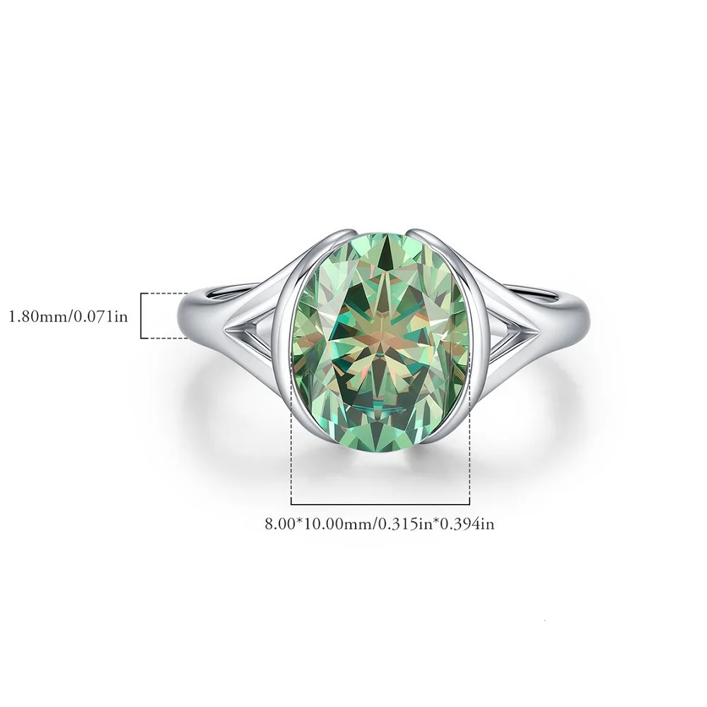 

Apaison Luxury 3 Carat 8x10mm Moissanite Women's Ring - Wedding Engagement Anniversary 925 Sterling Silver Jewelry Gift