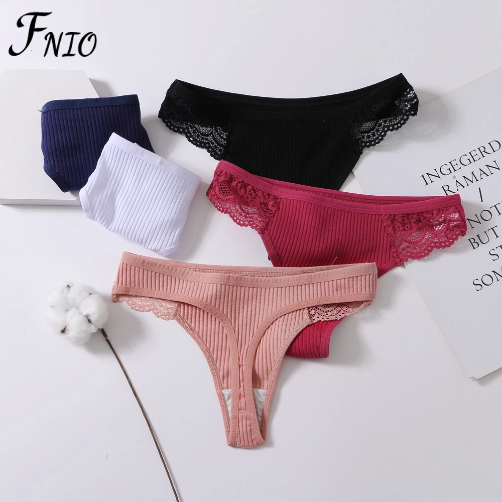 

FNIO 3PCS/Set Women Cotton G-string Lingerie Panties Thongs Femme Underwear Sexy Pantys Underpant Lace Intimates Panty