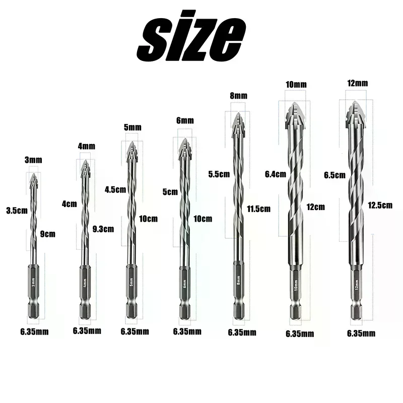 7 قطعة/مجموعة لقمة ثقب مسننة من الفولاذ التنغستن لبلاط بلاستيك السيراميك والزجاج والخرسانة