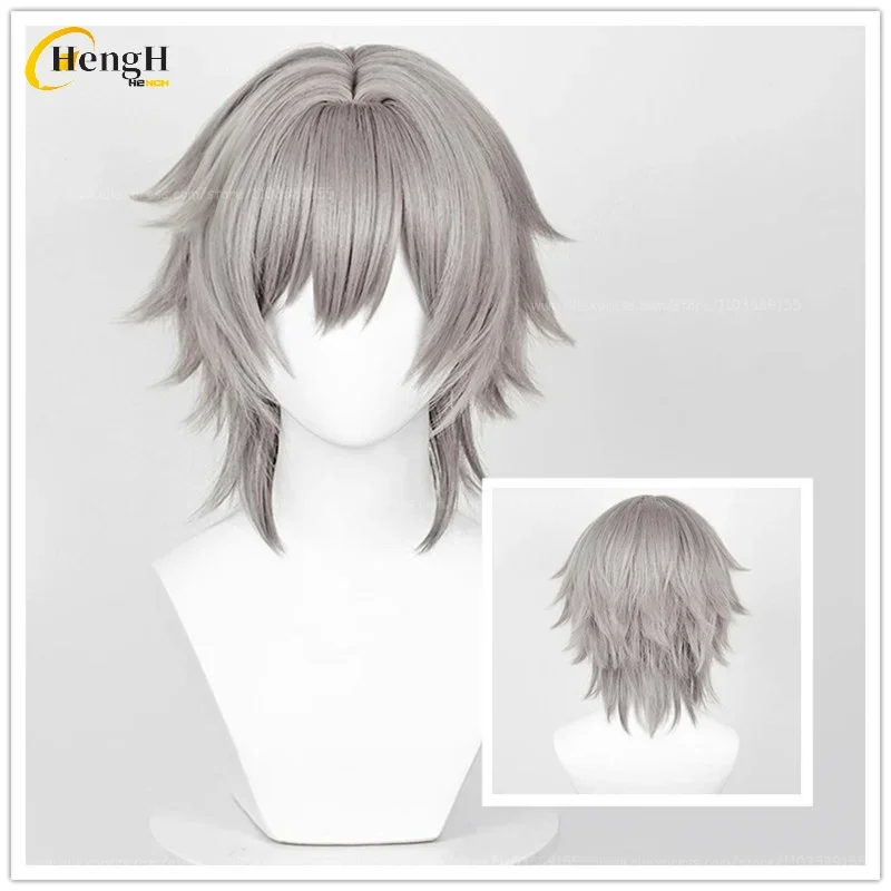 

In Stock Hinomori Shiho Synthetic Wig Anime Short 36cm Light Gray Gradient Cosplay Wig Heat Resistant Hair Party Role Play Wigs
