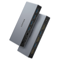 Unitek 4K@60Hz HDMI 2x1 USB 3.0 KVM Switch 2-Port Computer Switcher with USB Hub EDID HDCP Plug & Play for Windows Mac Linux