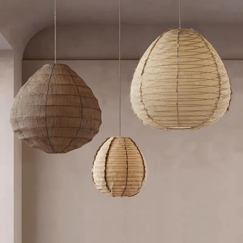 اليابانية القماش المعدني قلادة أضواء الإقامة المنزلية غرفة الشاي مطعم زن مستوحاة فانوس شكل متجر الملابس مقهى Hanglamps