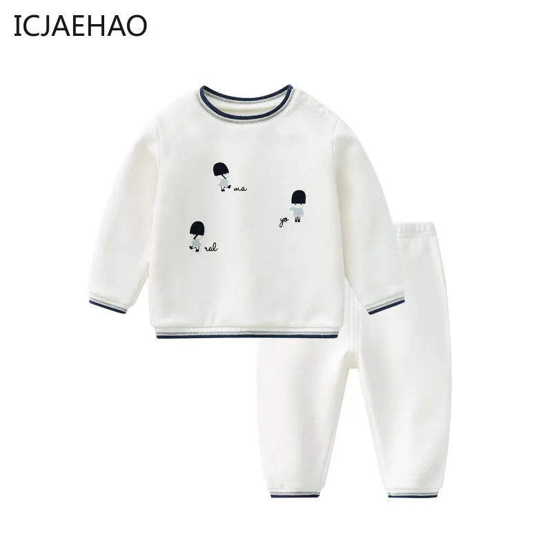 Newborn Baby Girl Clothes Sets 2023 Autumn Infant Top Pant Bottom Suit for Baby Boys Kids White Printed Cotton Children Outfits