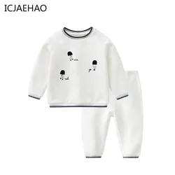 Newborn Baby Girl Clothes Sets 2023 Autumn Infant Top Pant Bottom Suit for Baby Boys Kids White Printed Cotton Children Outfits