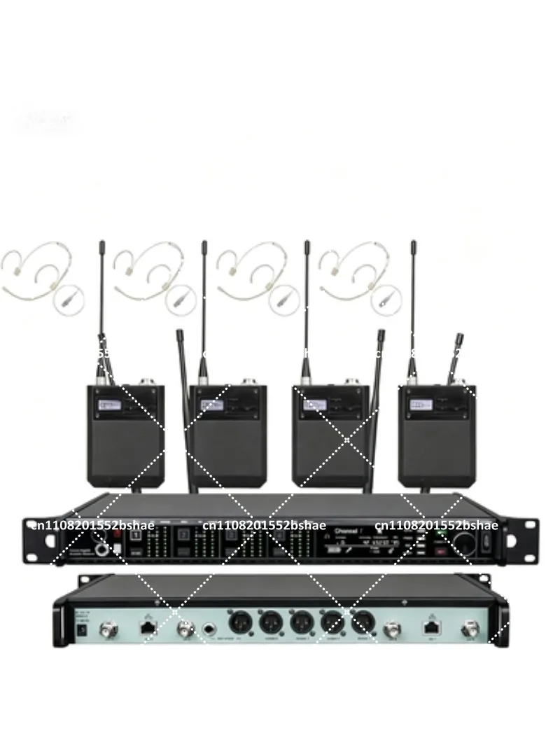 Professional Wireless Microphone System 4 Channel UHF Headset Lavalier Lapel Mic for Studio Stage Performance