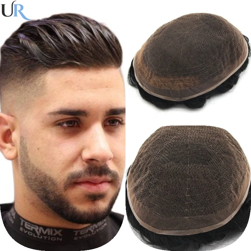 Swiss Hd Full Lace Toupee For Men Human Hair Systems Unit Men's Full Lace Base Wig Breathable Male Capillary Prothesis Hair