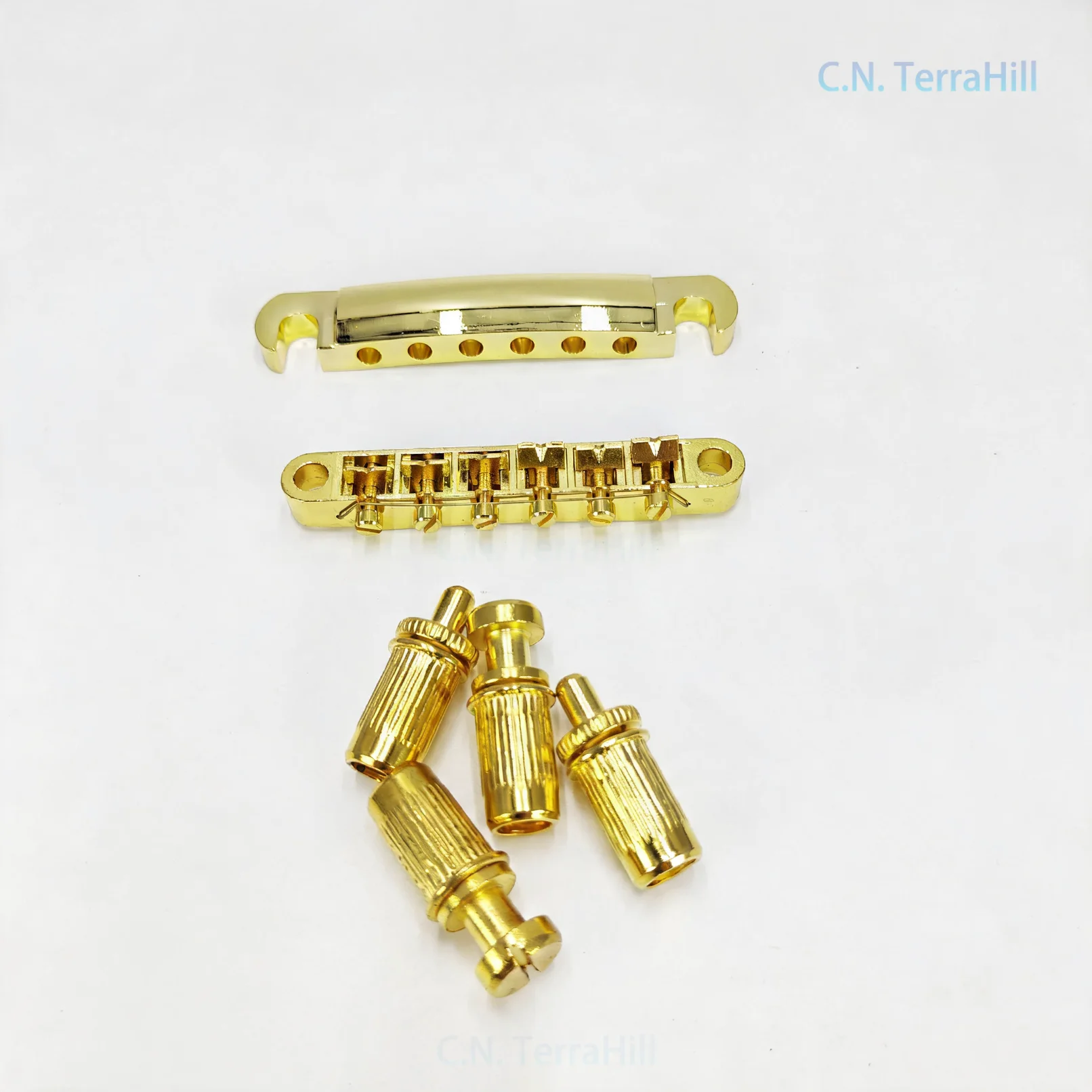 6-String LP Electric Guitar Bridge and Tailpiece Set, Zinc Alloy Fixed Bridge with Stop Bar, Replacement Hardware for Gibson