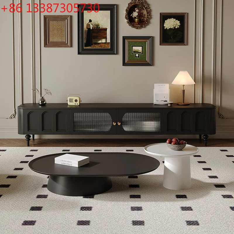 

French retro TV cabinet modern simple living room base cabinet solid wood