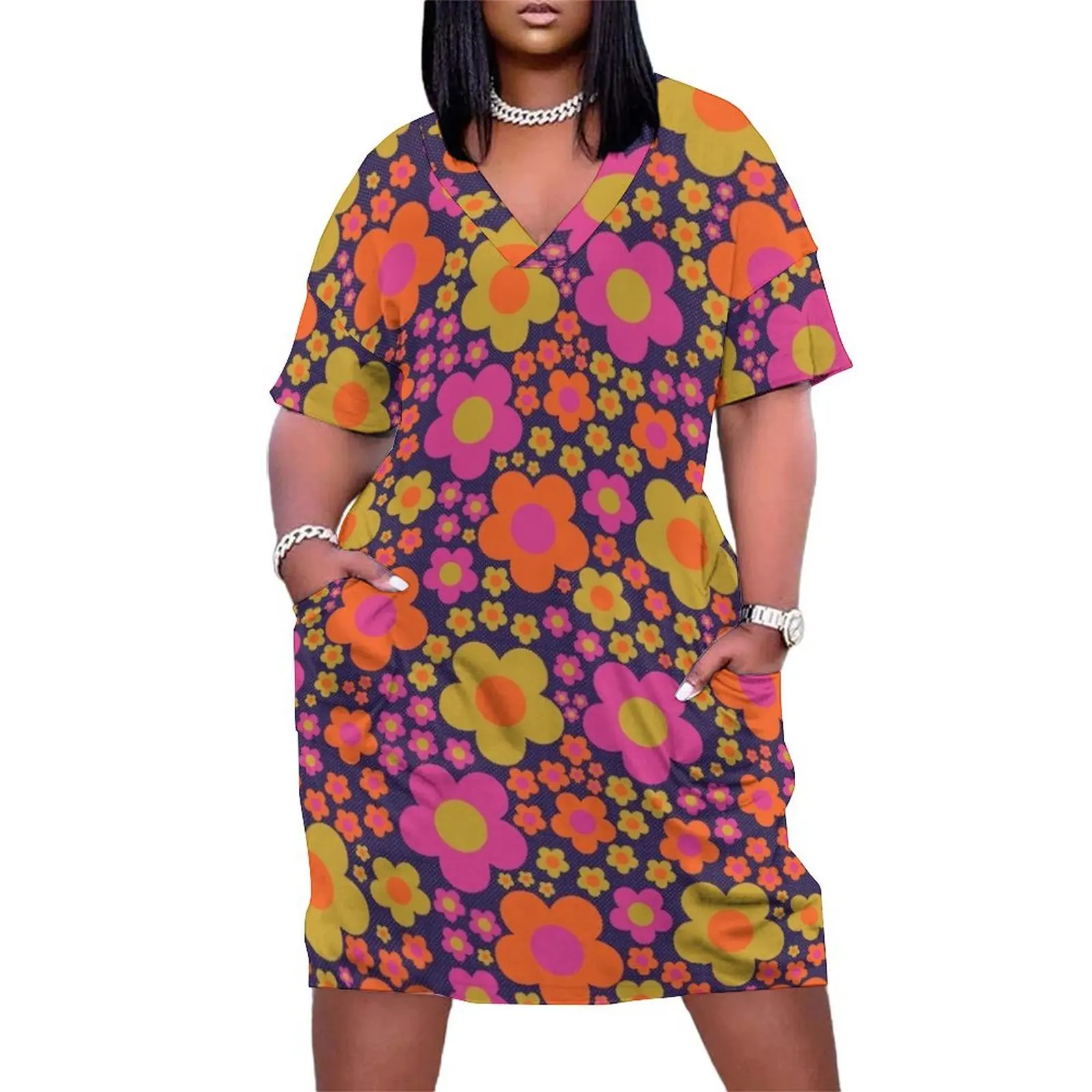 

Flower Power Mod Floral Loose Pocket Dress prom dresses summer dress summer dress woman 2025 trendy