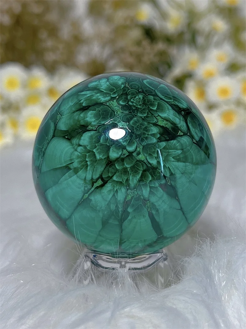 Natura Crystal Malachite SPhere With Rain Bow Free Form  Carving Reiki Healing Stone Home Decoration Exquisite Gift