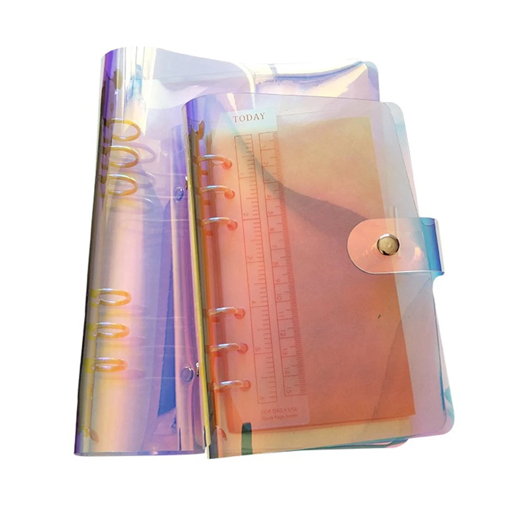

Colorful Laser Binder Premium Pvc Transparent File Folder Stainless Steel Clip Fastening Button Office Home School