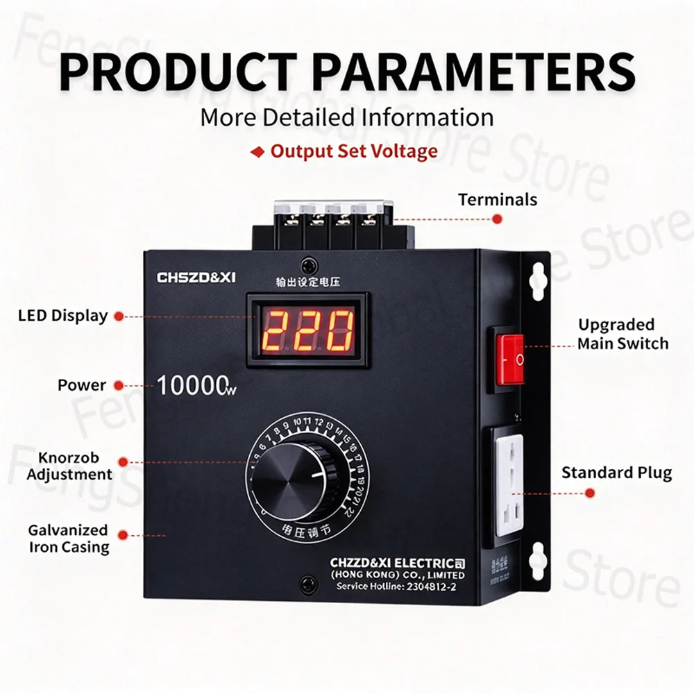 AC 220V 10000W SCR Voltage Regulator Digital Display Motor Speed Controller Thermostat Voltage Speed Temperature Light Regulator