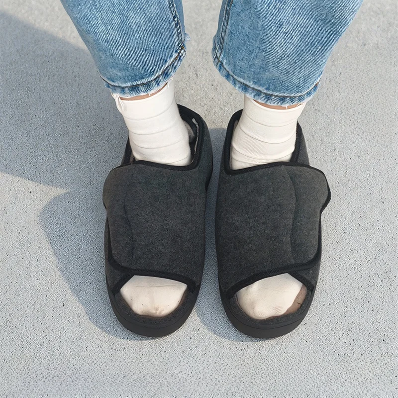 

Adjustable Extra Wide Cotton Slippers Anti-Slip Soft Bot for Swollen Feet Detic Patients Post-Surgery Comfortable Breat...