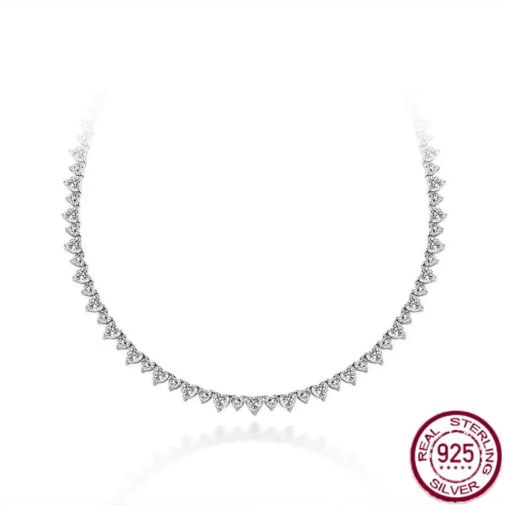 

New S925 Silver Light Luxury Niche 1ct Love Necklace Women's High Carbon Diamond Collarbone Chain 45cm Wedding Jewelry