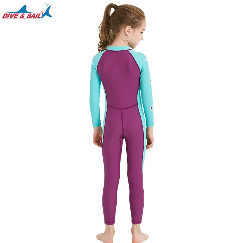 Traje de baño de neopreno con pegamento para niños, traje de baño de una pieza de manga larga para exteriores, protector solar, de secado rápido,