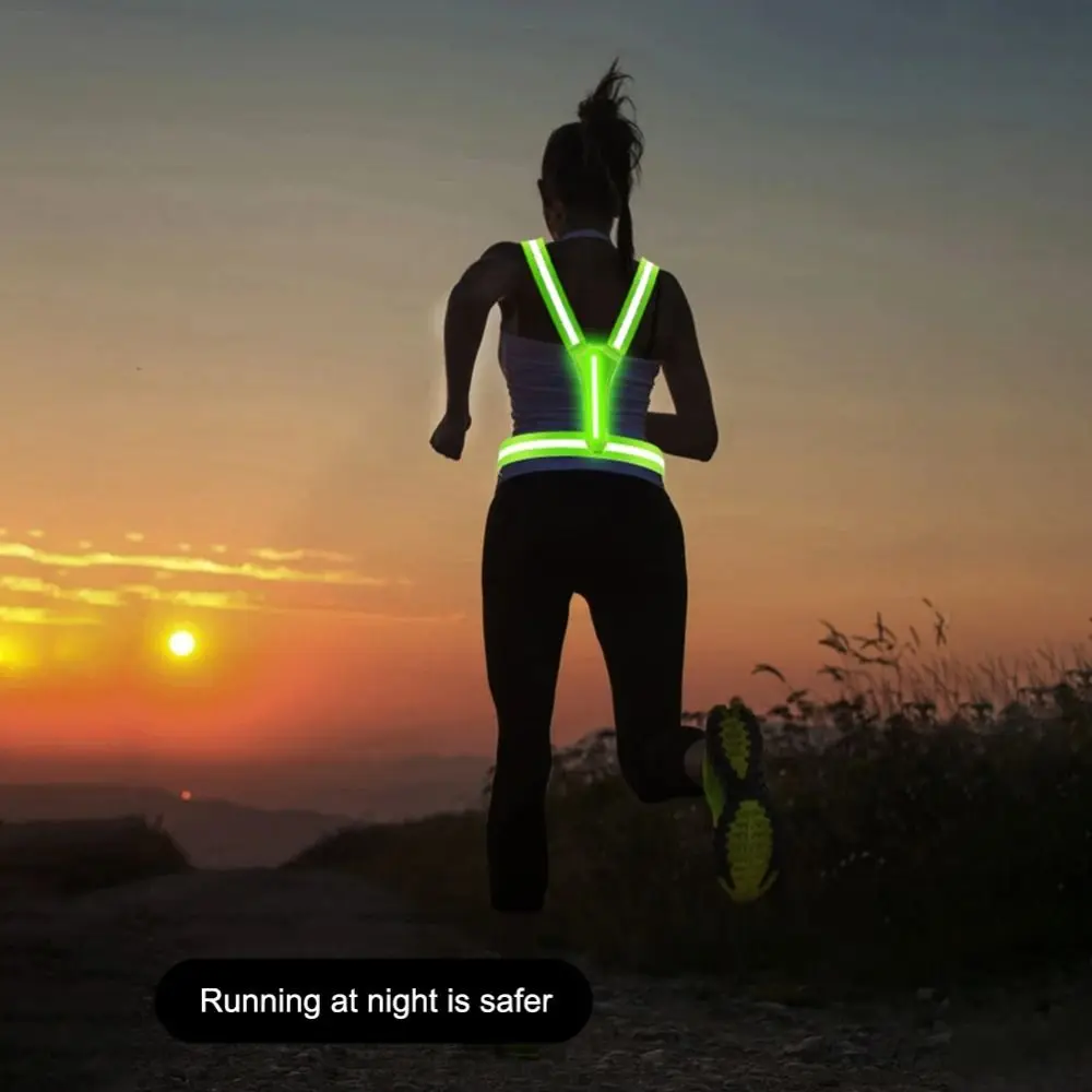 USB Charging Signal Light Reflective Vest Durable Breathable Cycling Vest Elastic Reflective Strips LED Vest Outdoor