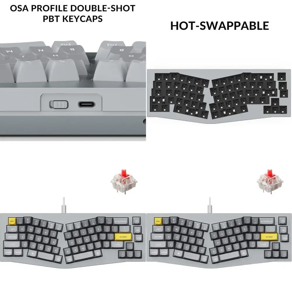 65% Mechanical Keyboard, Customizable Layout, QMK/VIA Programmable, Hot-swappable G Pro Red Switches, Double Gasket Mount, Compa