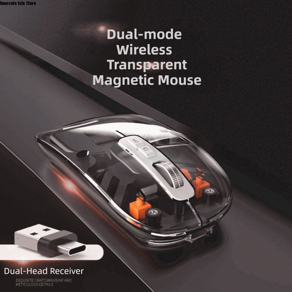 3 Modes Wireless Gaming Mouse Type-C Rechargeable Noiseless Operation Bluetooth Mouse Magnetic Design Rechargeable Mouse