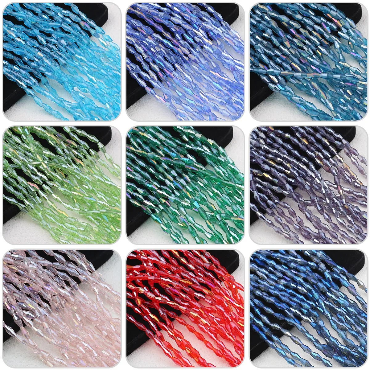 100pcs 6mm Austria Long Bicone Crystal Faceted Glass Cushion Loose Beads For DIY Jewelry Bracelets Necklaces Making Accessories