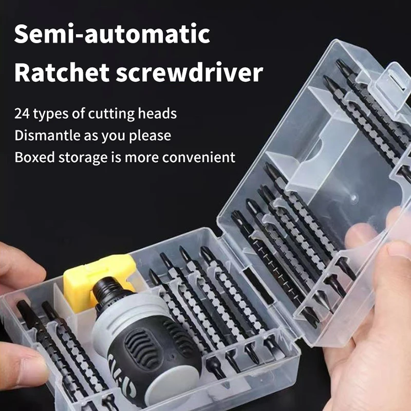 1Set 26 In 1 Ratchet Screwdriver Set Magnetic Dual-purpose Batch Head Telescopic Labor-Saving Screwdriver Hand Tool