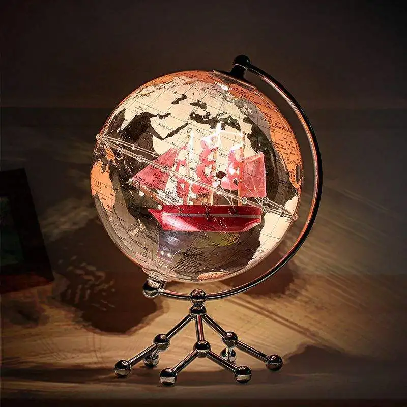 Luxury creative ornament: transparent acrylic sailboat globe home party decorative lighting night light