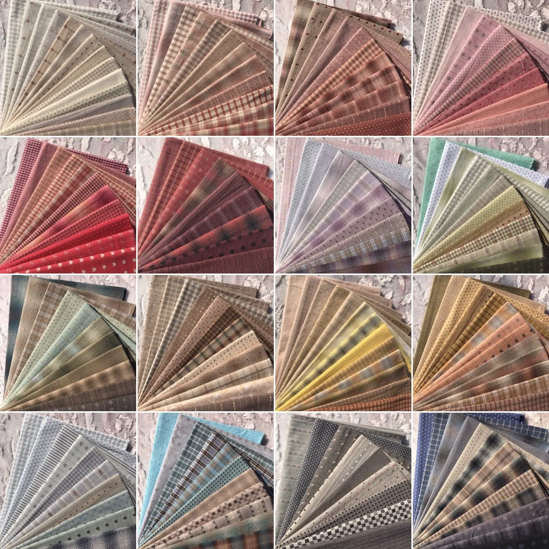 23x33cm Polychromatic The Cheapest Japanese First Dye Washed Fabric Stitching Dol DIY Fabric Plaid Cotton Doll Cloth 14pcs