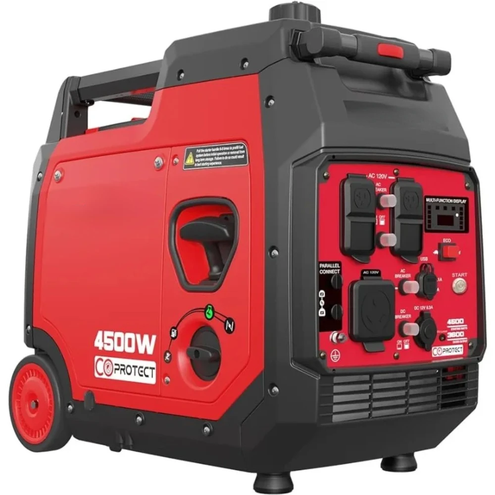 

4500 Watt Portable Generator - Inverter Gas Powered, CO Sensor, Low Noise Generator for Outdoor, Camping 2024 Version