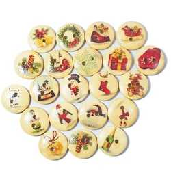 Mixed Flower Painted Decorative Buttons, Wooden Scrapbooking, Sewing Apparel Accessory, DIY Crafts, 15mm, 50Pcs