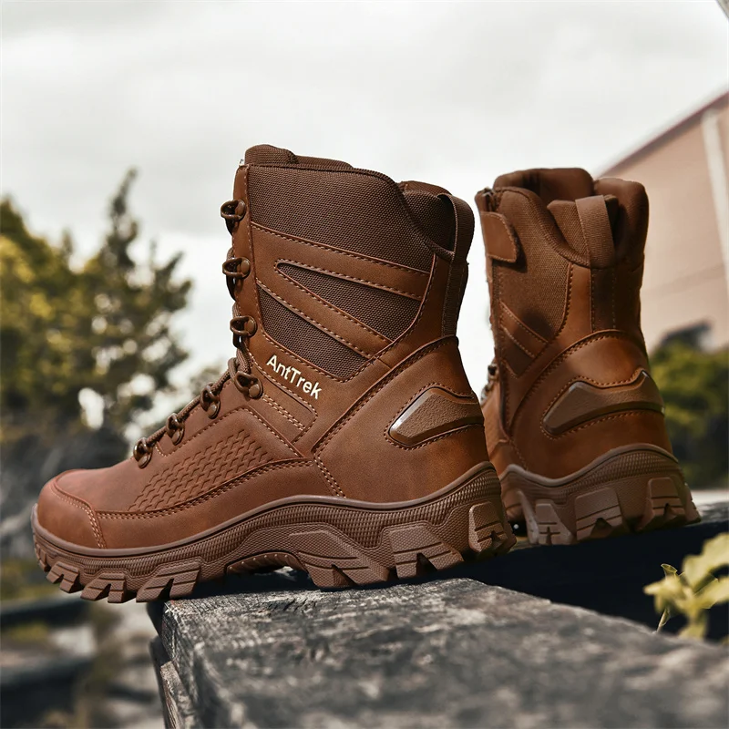 Men's wild training boots four seasons high-top non-slip waterproof outdoor boots fashion comfort jungle hiking sneakers boots