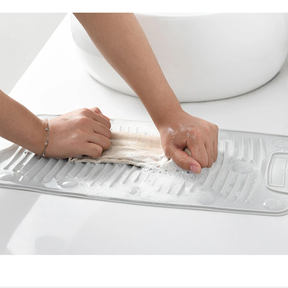 

Laundry Washboard Foldable Plastic Design with Smooth Stripes Texture Cleaning Tool for Basin Or Bathroom Use Grey