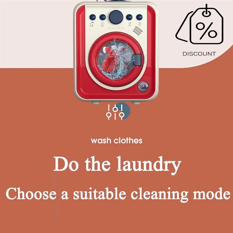 AS96-Mainan Mesin Cuci Anak-anak Mini Simulasi Furnitur Mesin Cuci Musik Ringan Berpura-pura Bermain Hadiah Musik dengan Lampu Ulang Tahun G