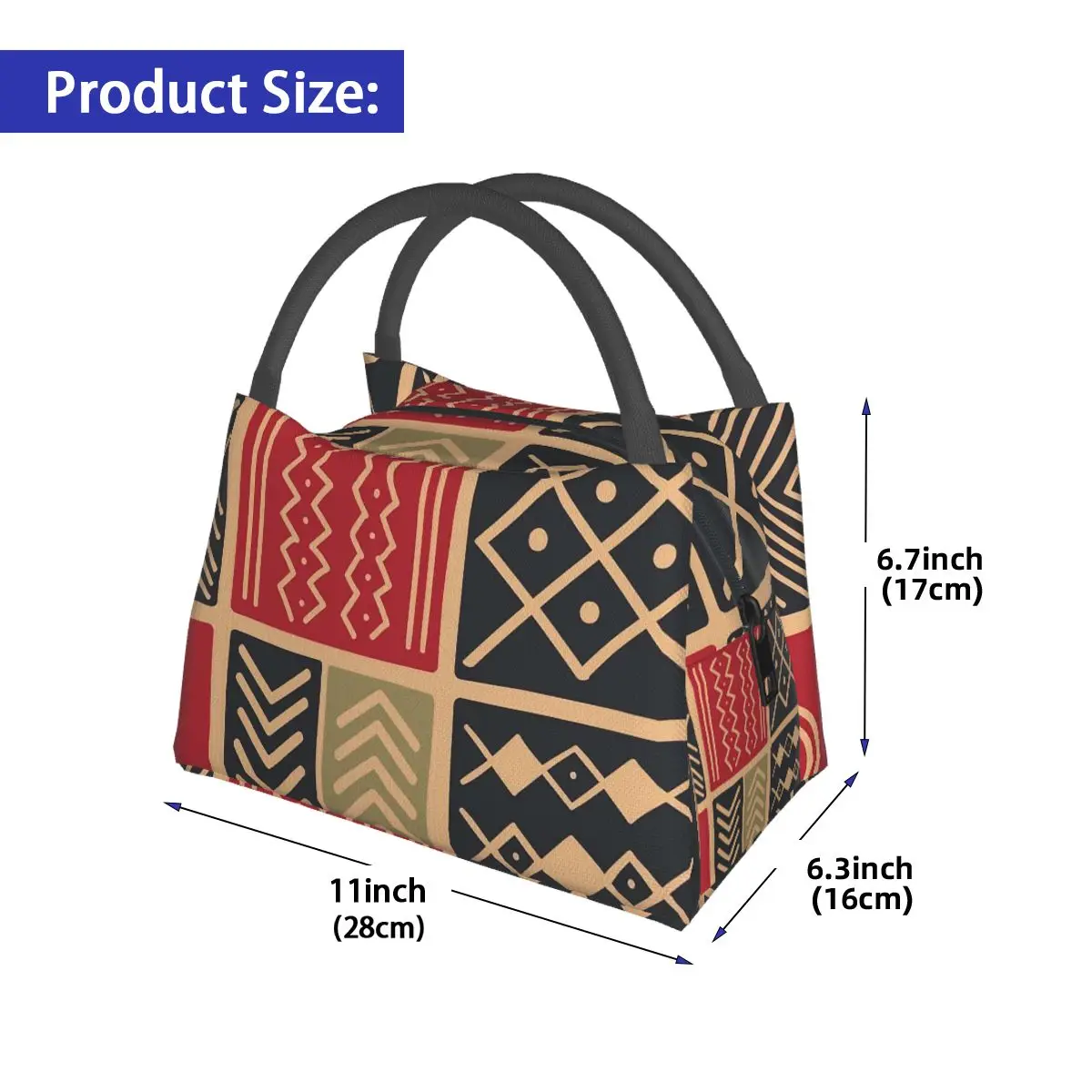 African Ethnic Lunch Bag Patchwork Print Outdoor Picnic Lunch Box For Adult Graphic Design Tote Food Bags Oxford Cooler Bag
