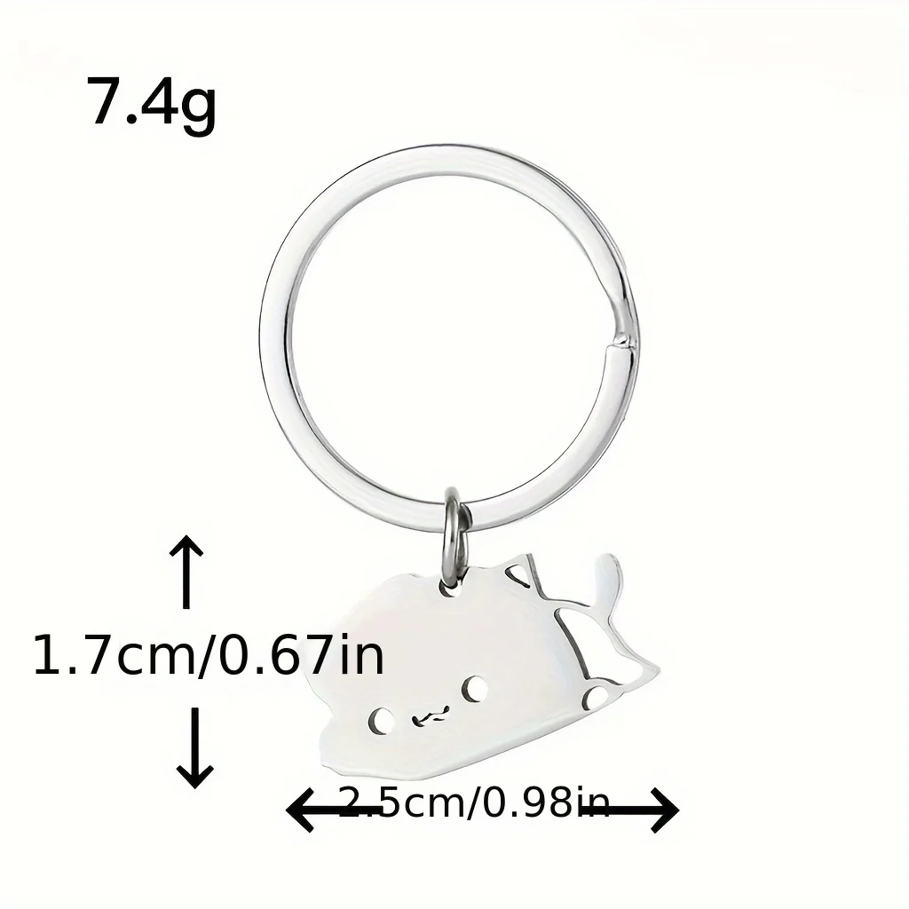 1 pair of sweet and cute cartoon cat keychains, made of stainless steel, suitable for decorating couple charter keys