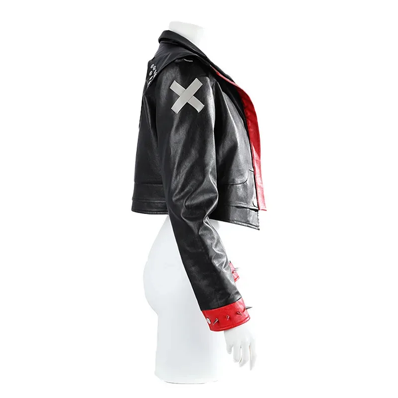 

25COSVi Arcane 2 Cosplay Women Black PU Leather Jacket Costume Game LOL Female Coat Disguise Top Party Halloween Carnival Party