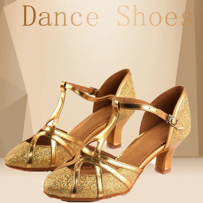 

Salsa Dance Shoes Women Latin Dance Shoes Glitter Closed Toe High Heels 5cm Ballroom Tango Dancing Shoes Woman Girls Sandals