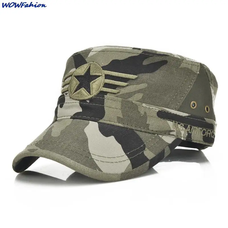 Military Tactical Hats Embroidery Pentagram Flat Caps for Men Team Male Baseball Caps Army Force Jungle Hunting Caps