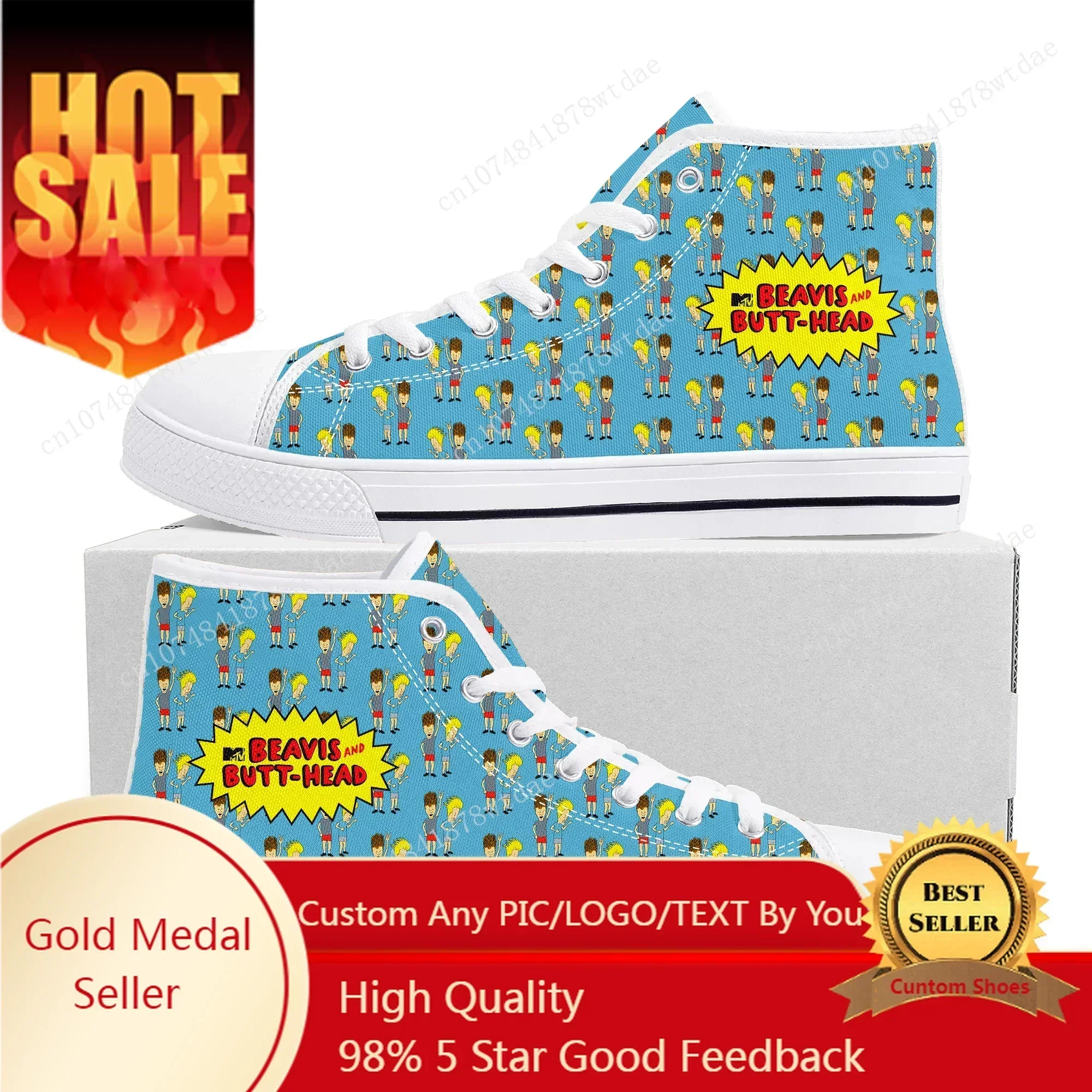 Butthead Butt Head Rock N Roll High Top Sneakers Mens Womens High Quality Canvas Sneaker Comics Couple Customized Shoes
