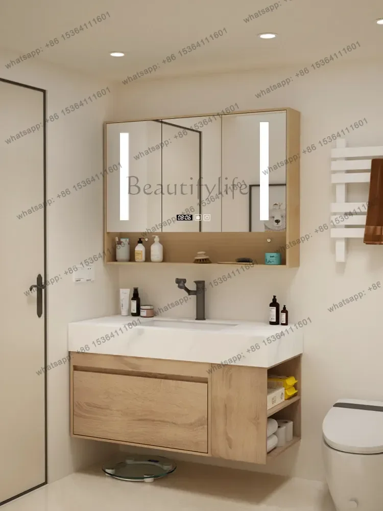 Log bathroom cabinet combination toilet washstand modern minimalist