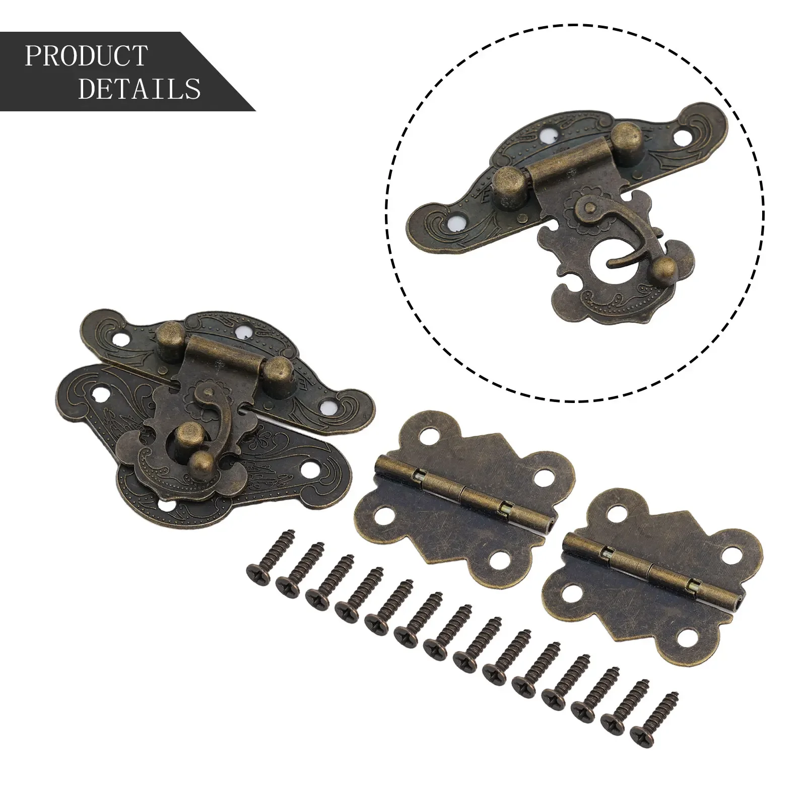 Bronze Zinc Alloy Cabinet Hinge And Latch Kit For Wooden Boxes Jewelry Boxes Tool Boxes Furniture Vintage Hardware Solutions