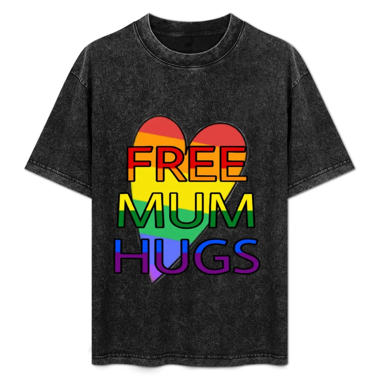 

Rainbow mum hugs T-Shirt cotton tshirt 100% man t shirts graphic T-Shirt