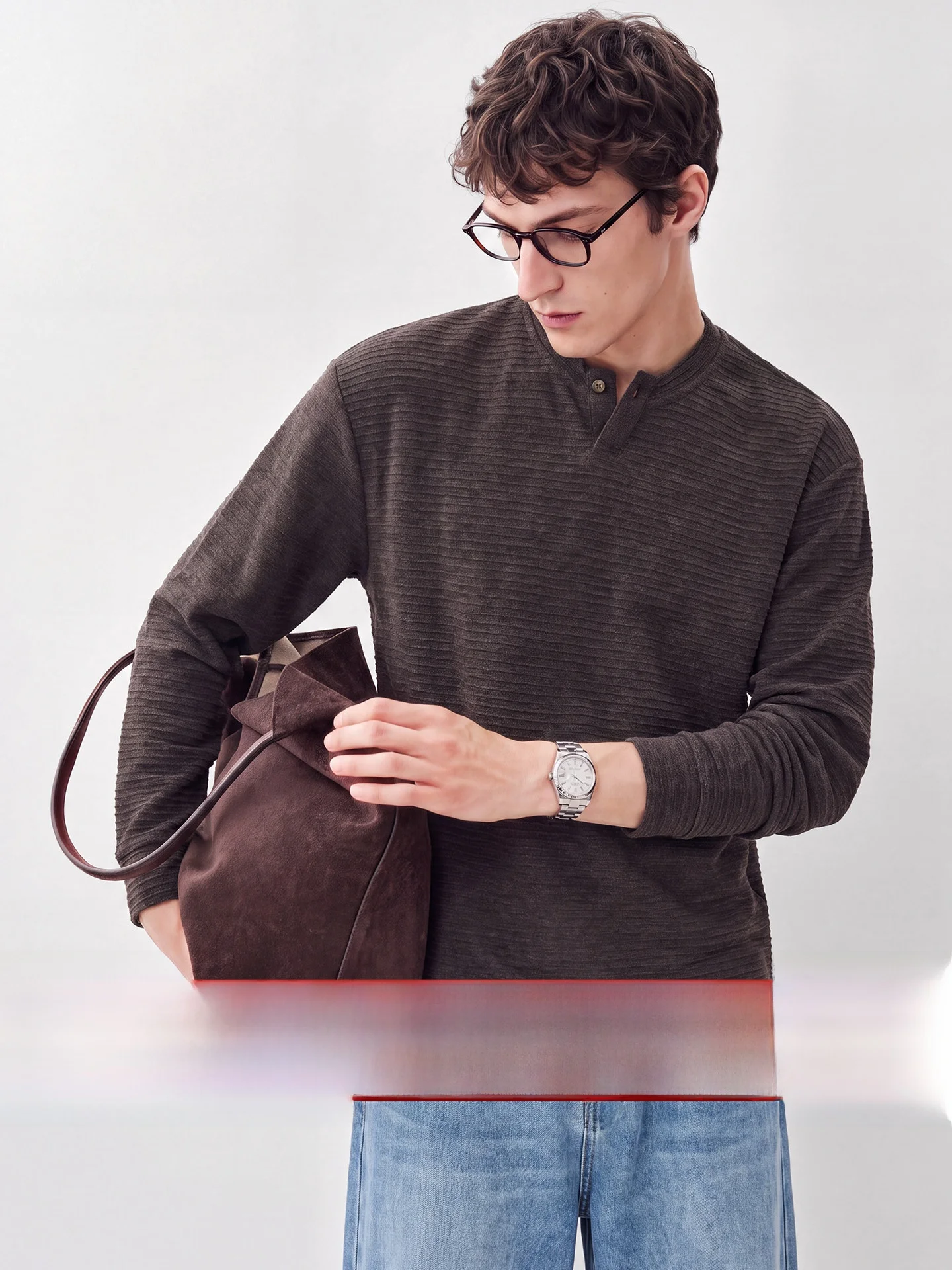 Casual Long Sleeve T-Shirt Men's Inner Wear Henry Collar Base Shirt Fashion Urban Style Polyester Fiber Breathable Warmth Non...