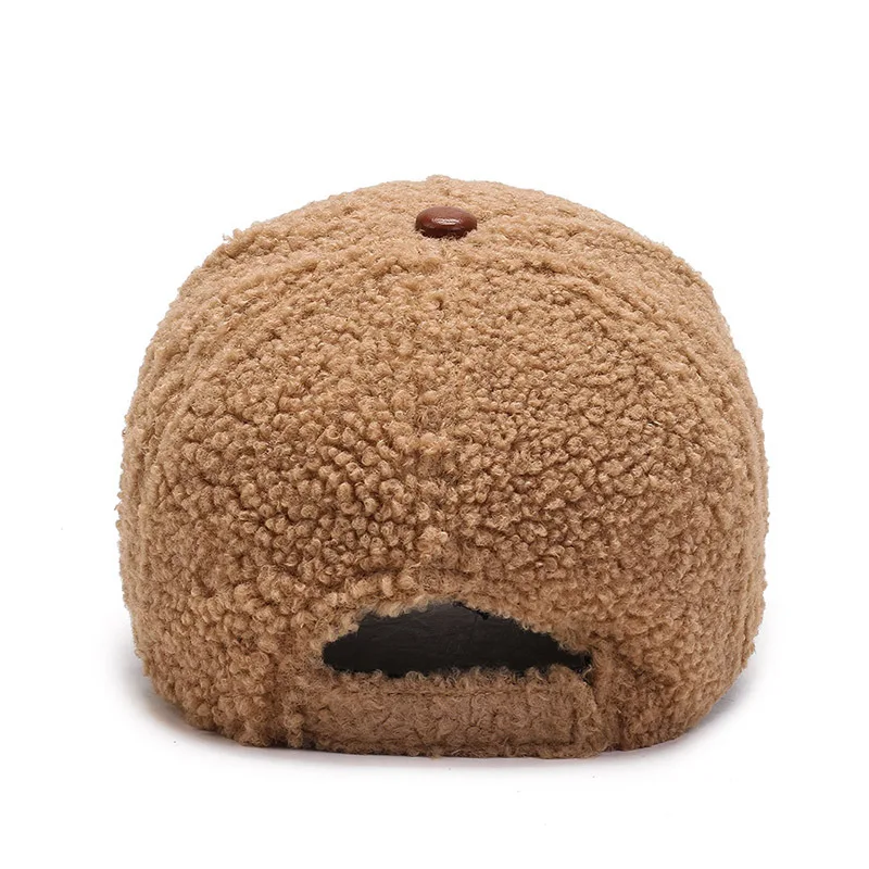 Gorra de béisbol de lana de cordero bordada con letras, gorro cálido de Cachemira de peluche, invierno, novedad de 2022