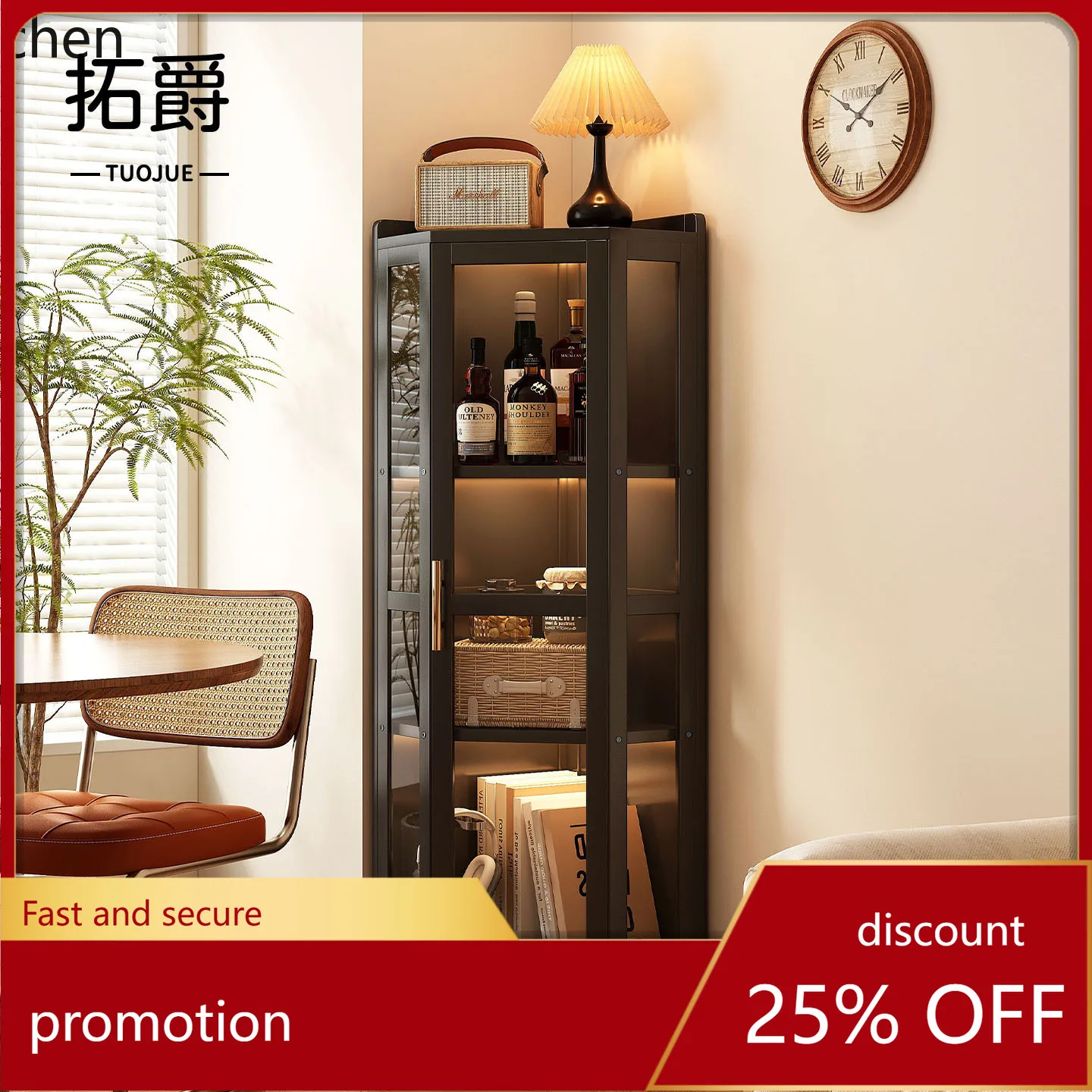 HXL Corner Shelf Corner Cabinet Floor-standing Dustproof Triangular Wine Cabinet
