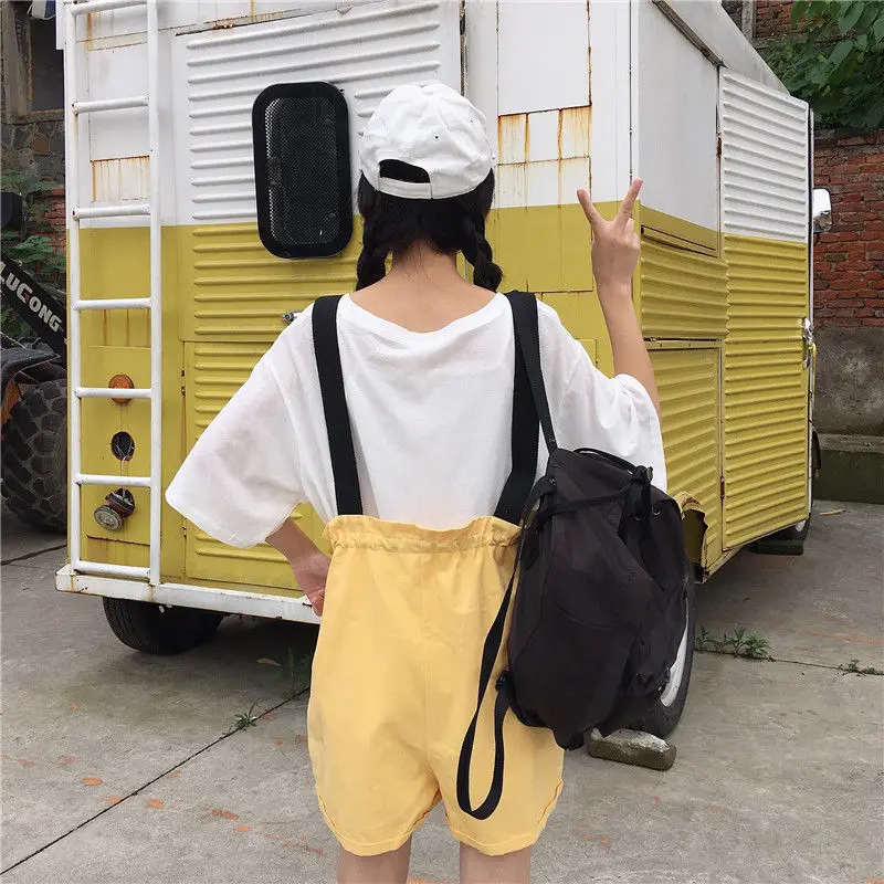 

Rompers Women Fashion Summer Solid Korean Style High Waist Loose Casual All-match Simple Pure Wide Leg Vintage Streetwear Y2K